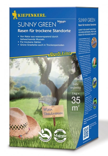 Packshot der Kiepenkerl Profiline Sunny Green Rasenmischung für trockene Standorte 1kg